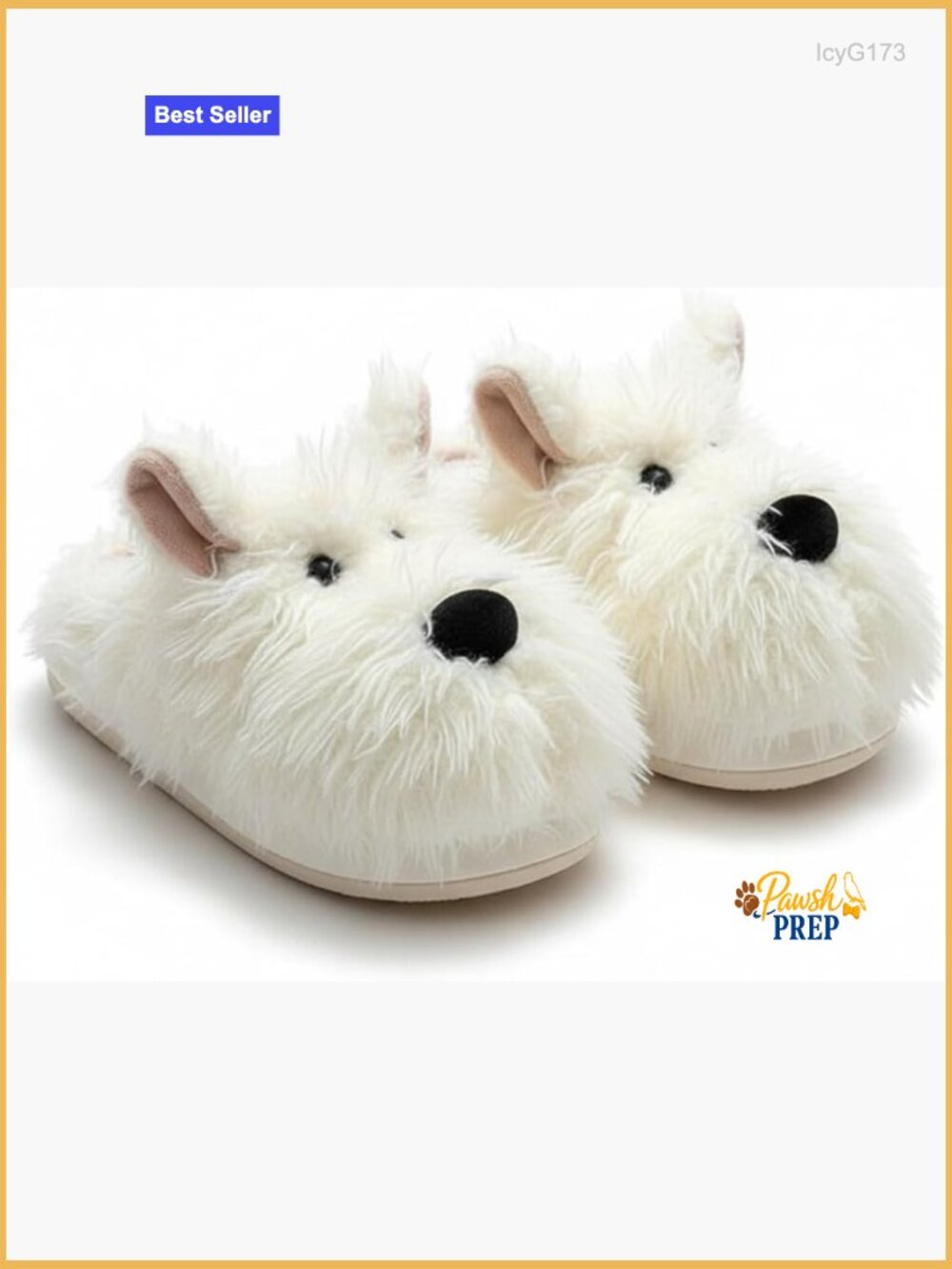 Fuzzy Westie Dog Face Slippers - Soft Faux Fur, Anti-Slip Sole, Cozy Indoor
